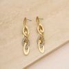 Earrings Ettika | Crystal And 18K Gold Plated Rope Chain Link Dangle Earrings