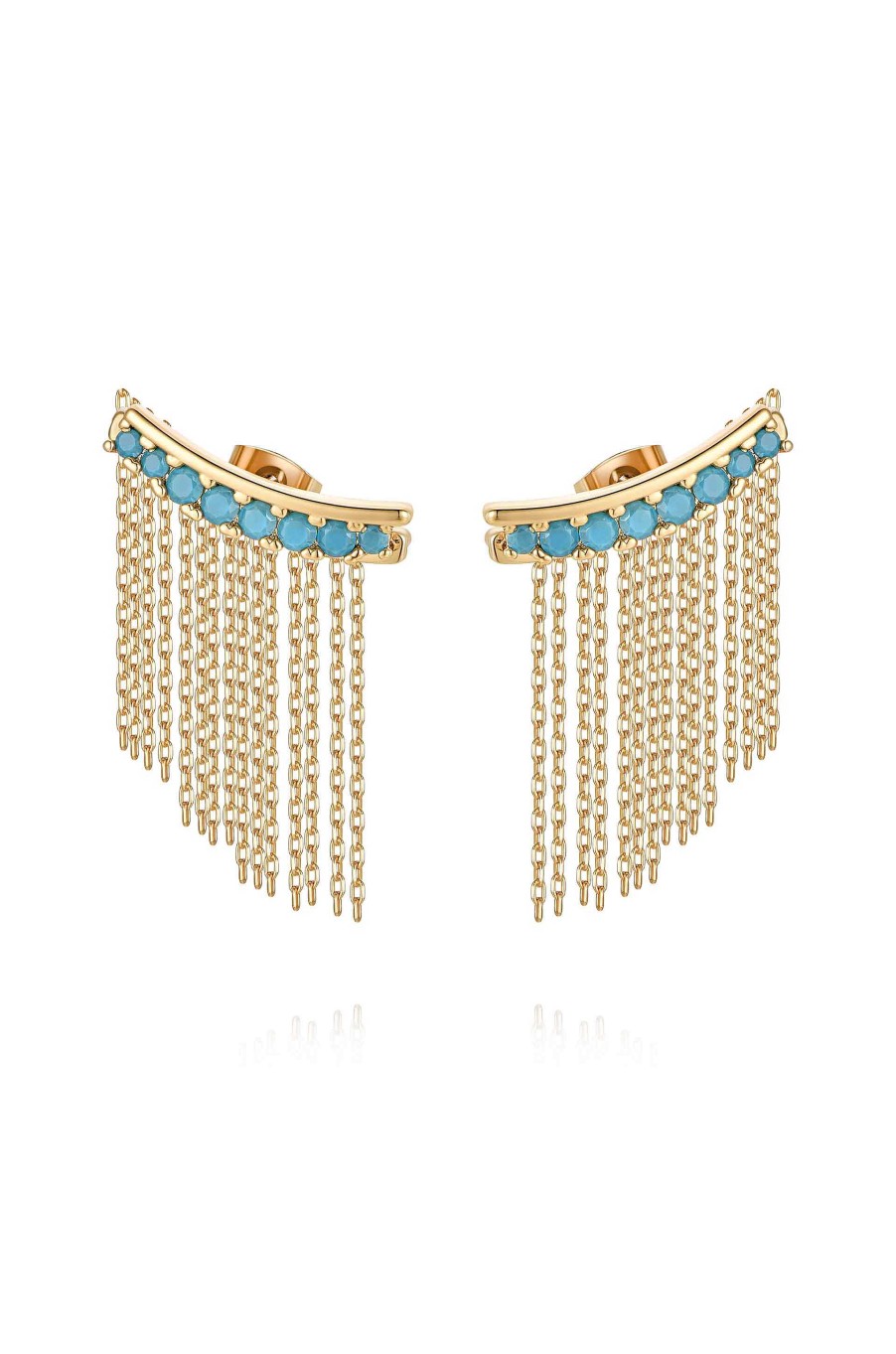 Earrings Ettika | Turquoise Crystal 18K Gold Plated Ear Crawler