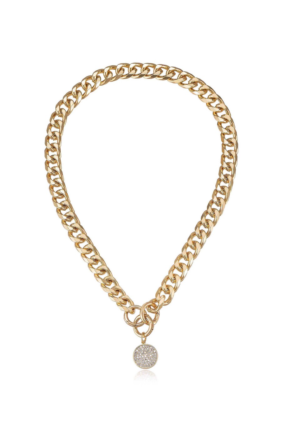 Necklaces Ettika | Crystal Disc Charm And 18K Gold Plated Chain Necklace