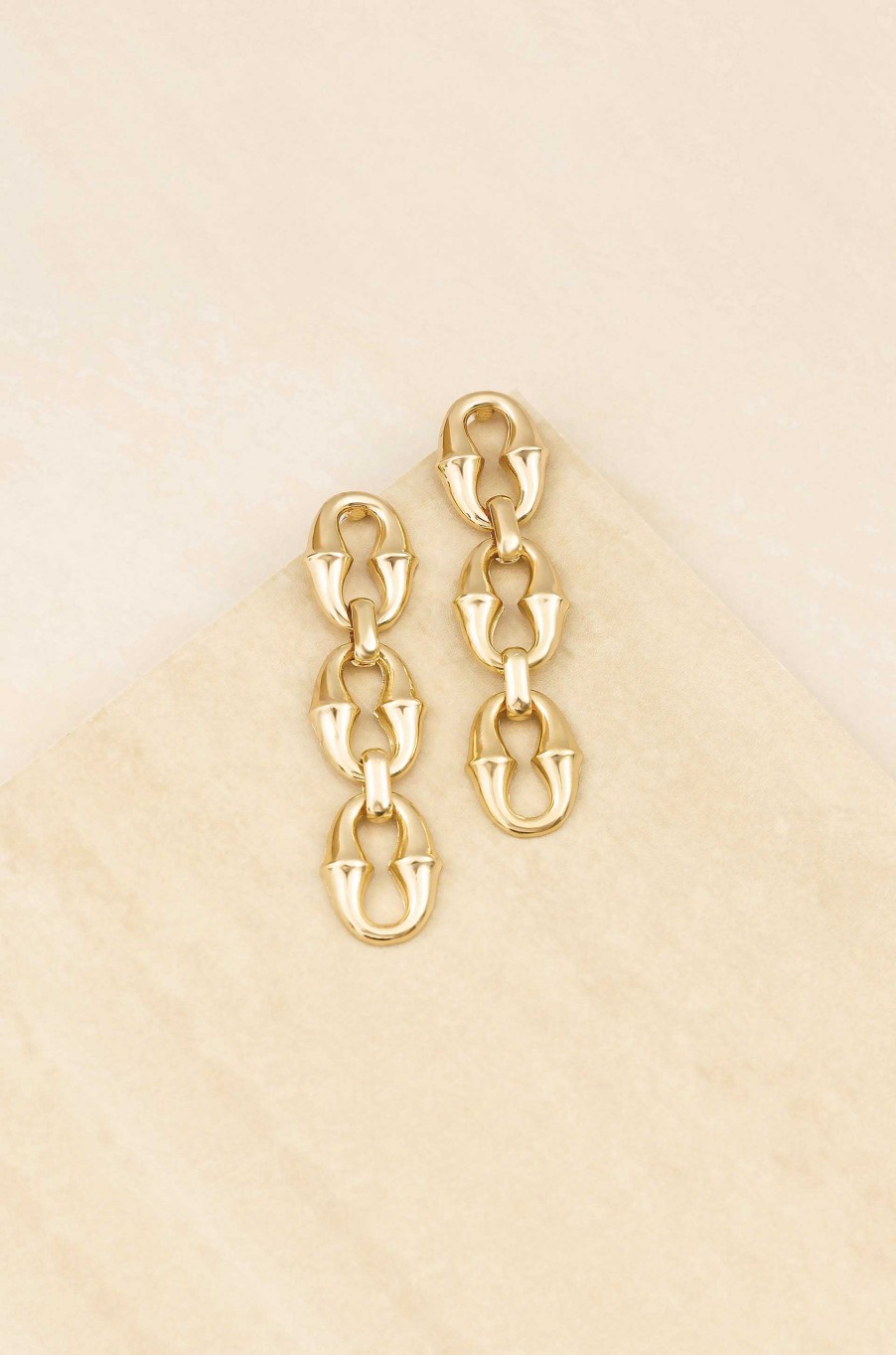 Earrings Ettika | Triple Link Drop 18K Gold Plated Earrings