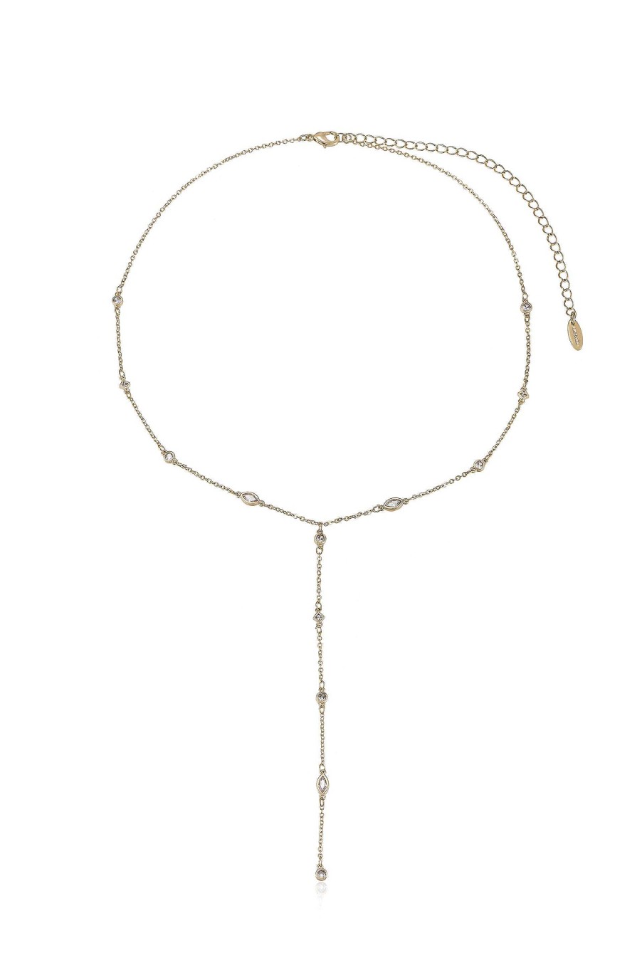 Necklaces Ettika | Simple Statement Crystal Dotted 18K Gold Plated Lariat Necklace