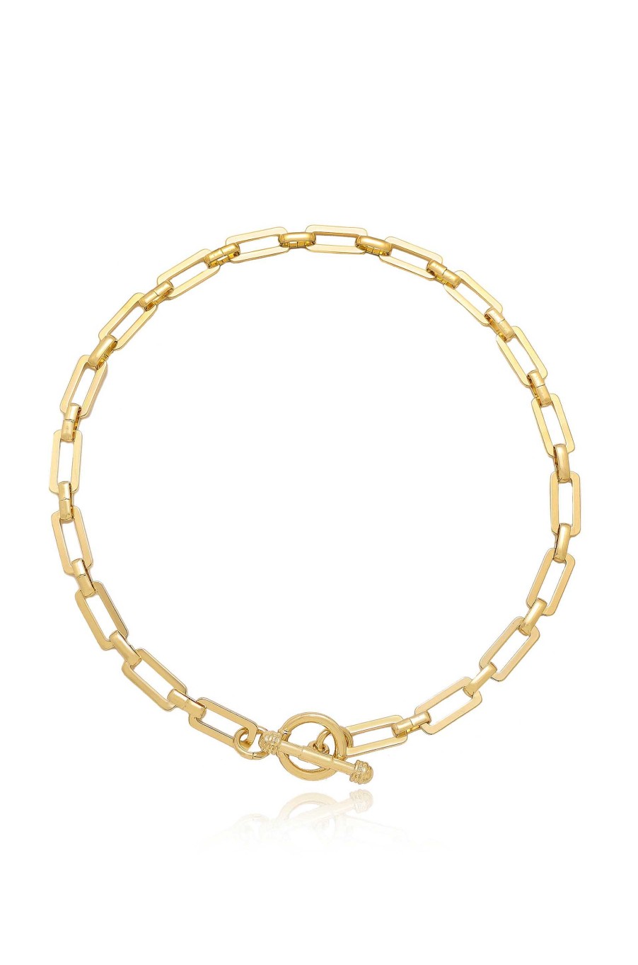 Necklaces Ettika | Golden Flat Rectangle Chain Necklace