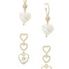 Earrings Ettika | Mother Of Pearl Heart 18K Gold Plated Earring Set