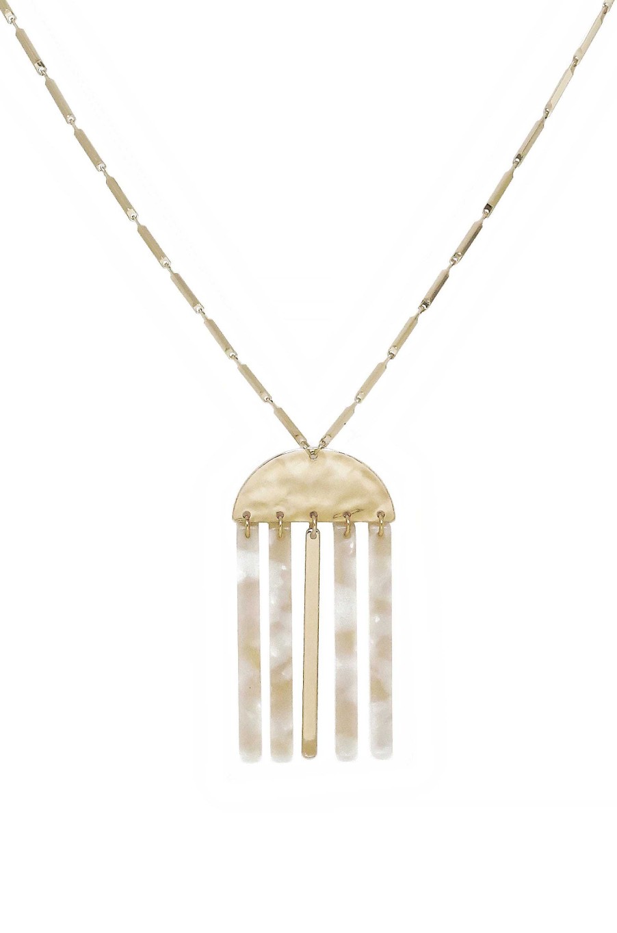 Necklaces Ettika | Golden Goddess Geometric Pendant 18K Gold Plated Necklace With Taupe Resin Bars