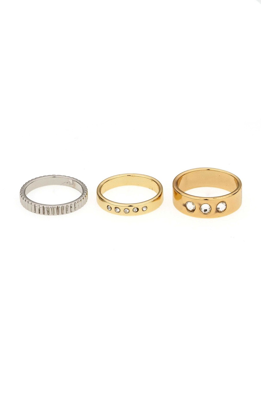 Rings Ettika | Mixed Metal Rhodium And 18K Gold Plated Ring Set