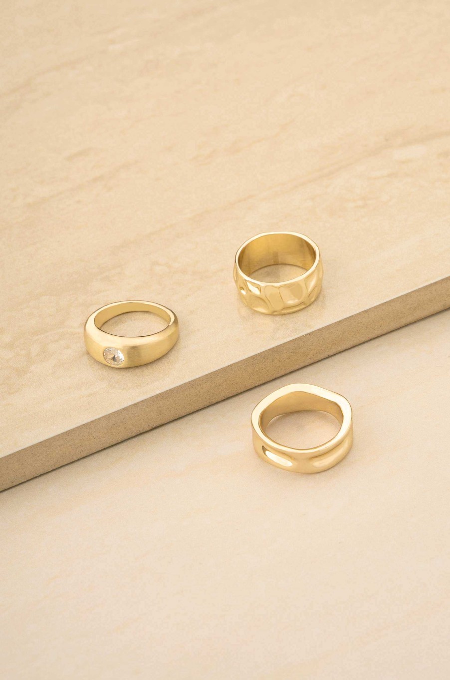 Rings Ettika | Hammered 18K Gold Plated Ring Set