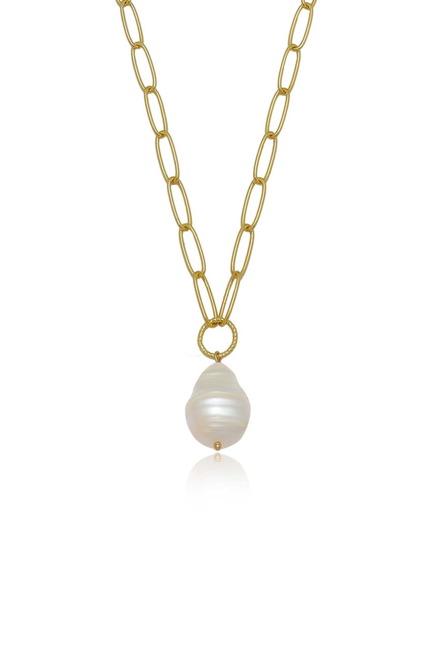 Necklaces Ettika | Single Pearl Open Links 18K Gold Plated Chain Necklace