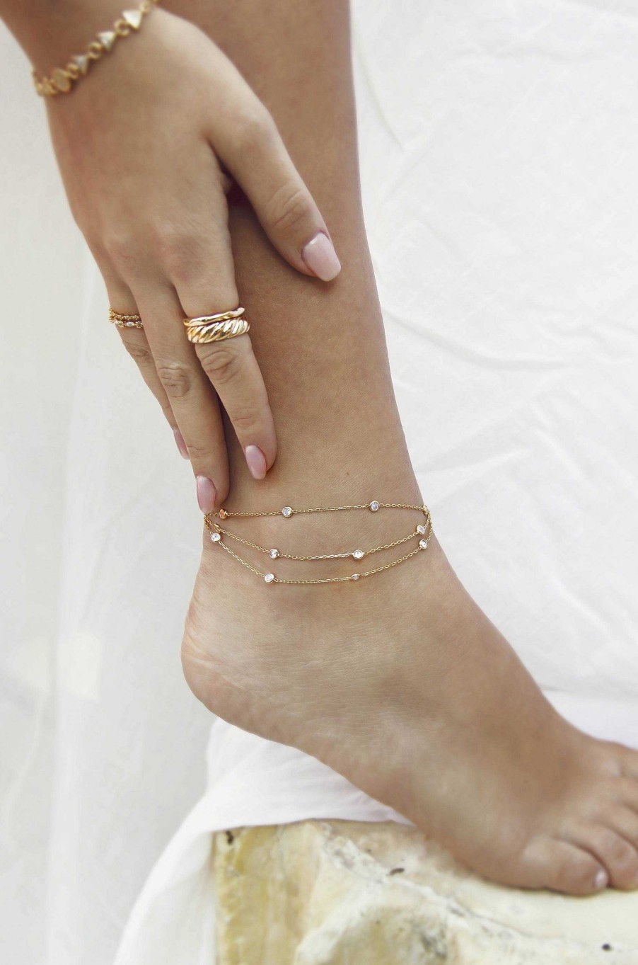 Anklets Ettika | Fine Details 18K Gold Plated Crystal Anklet