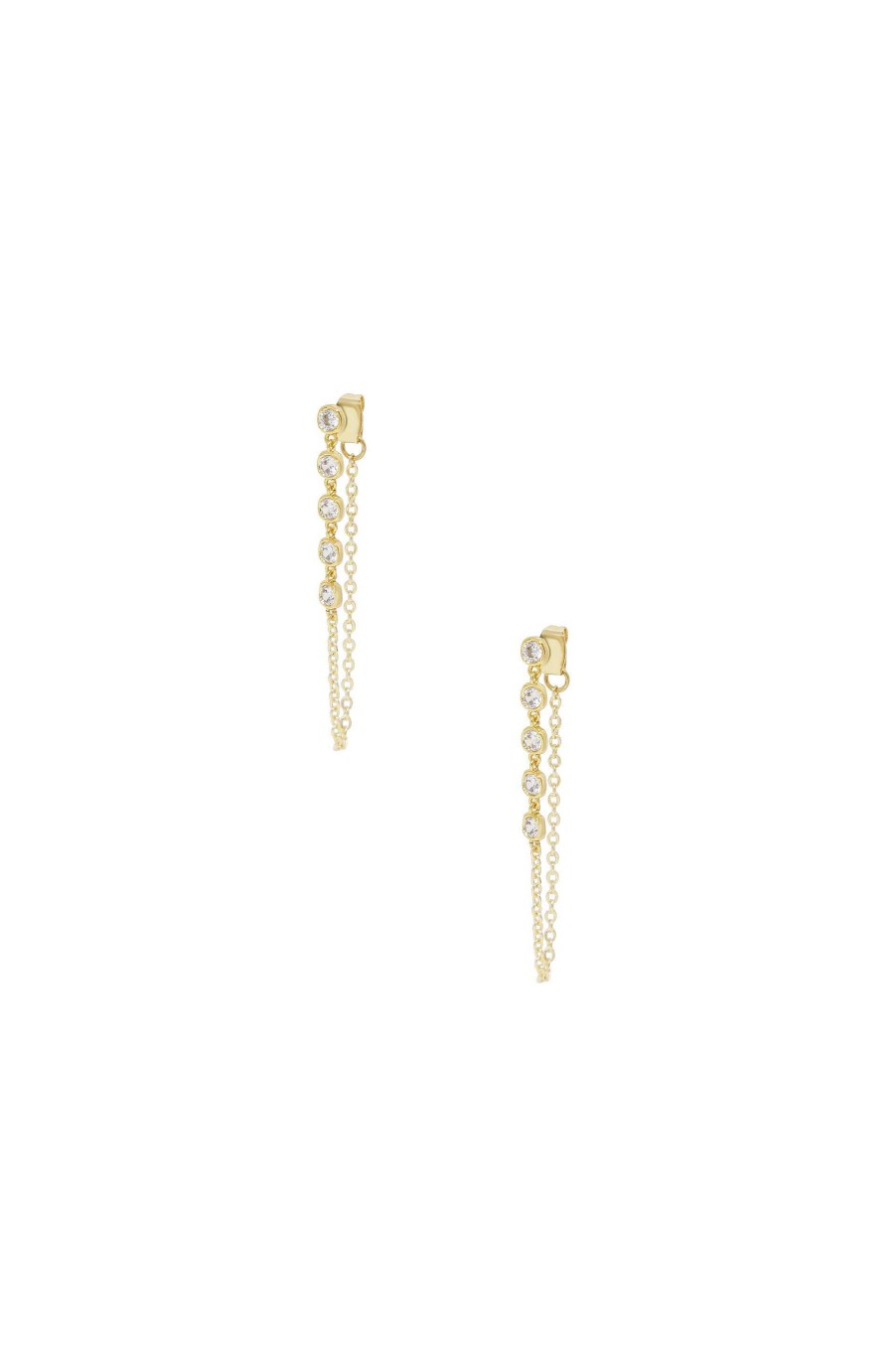 Earrings Ettika | Crystal Chain Danglers 18K Gold Plated Earring