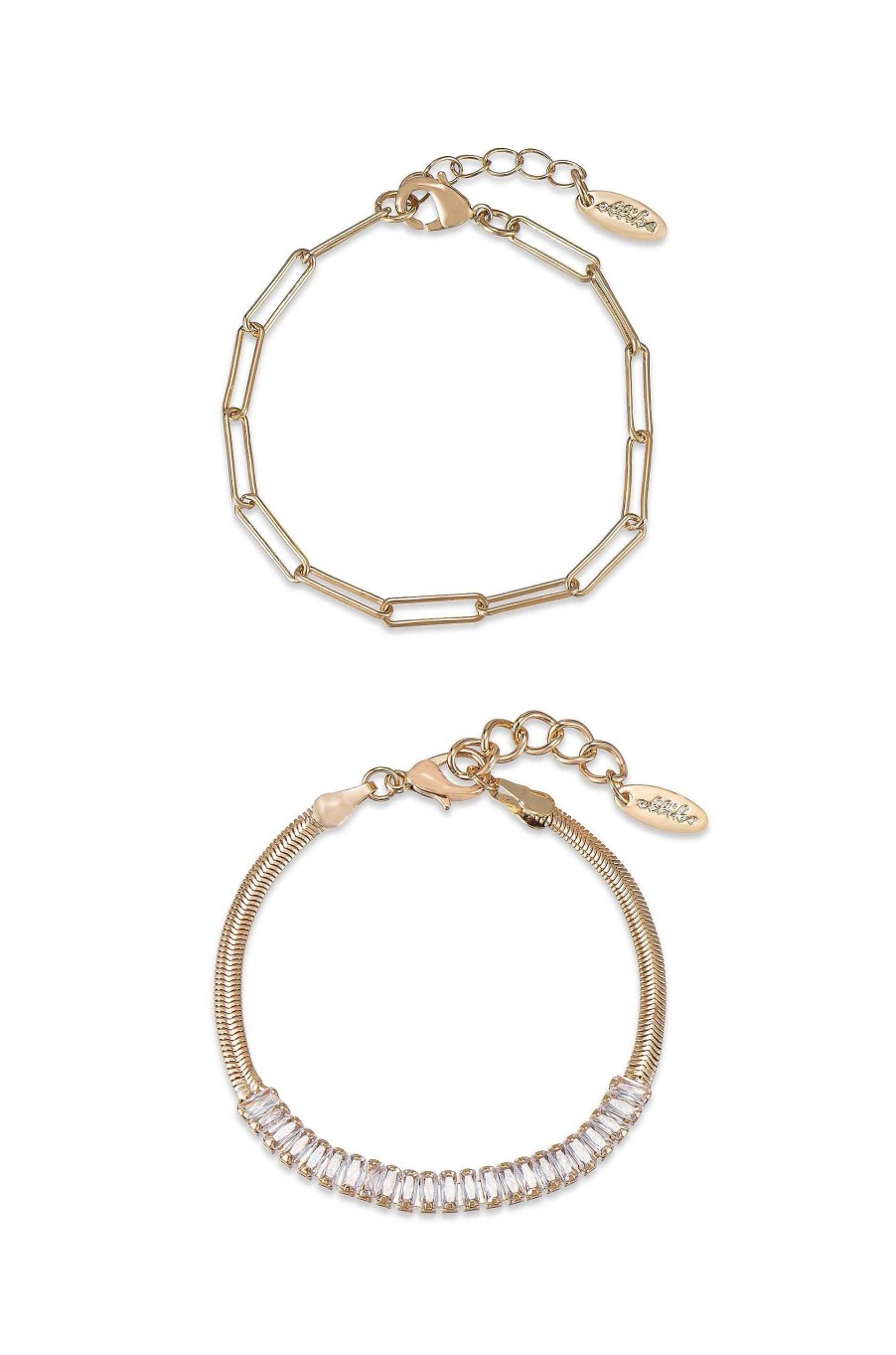 Bracelets Ettika | Links And Shine 18K Gold Plated Bracelet Set Of 2