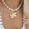 Necklaces Ettika | Golden Petals And Pearl 18K Gold Plated Necklace