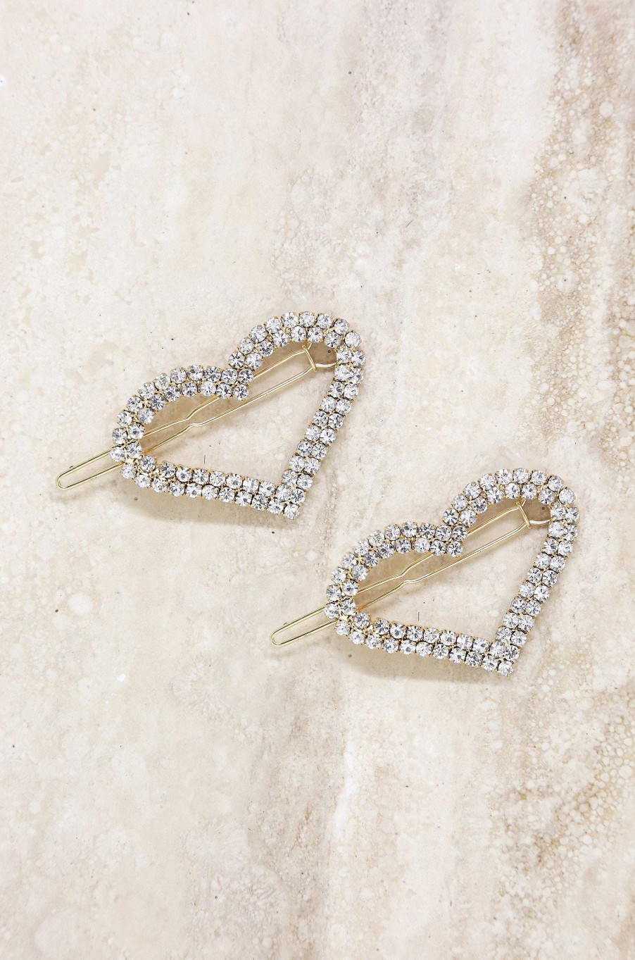 Hair Accessories Ettika | Aphrodite Heart Crystal Barrette Set