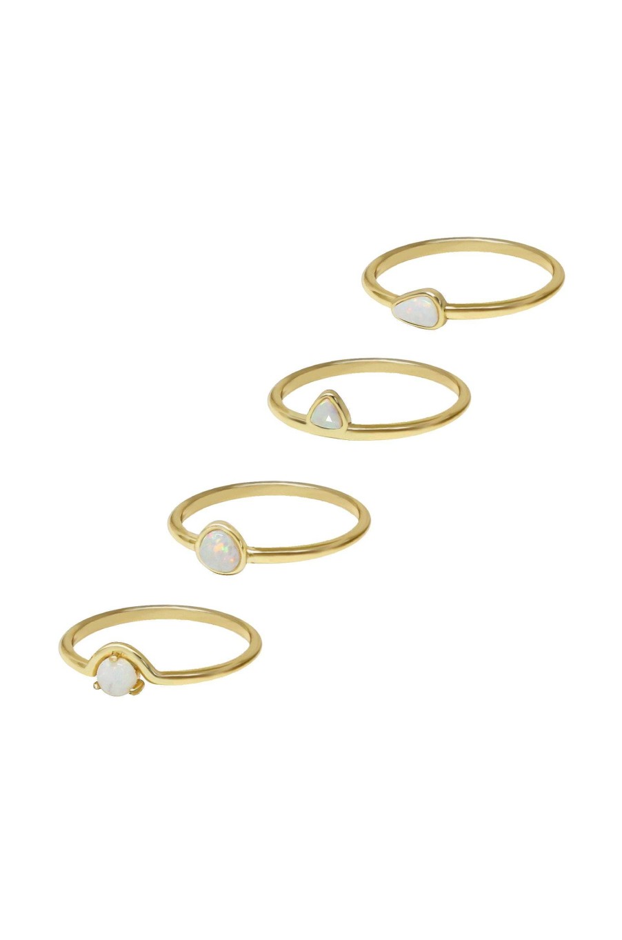 Rings Ettika | True Opal Stackers 18K Gold Plated Ring Set Of 4