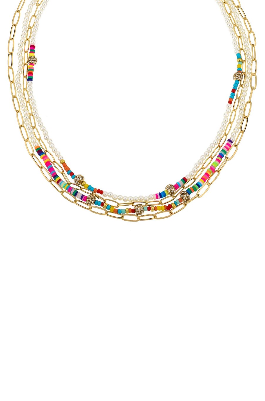 Necklaces Ettika | Every Festival Pearl, Chain And Bead Mix 18K Gold Plated Layered Necklace