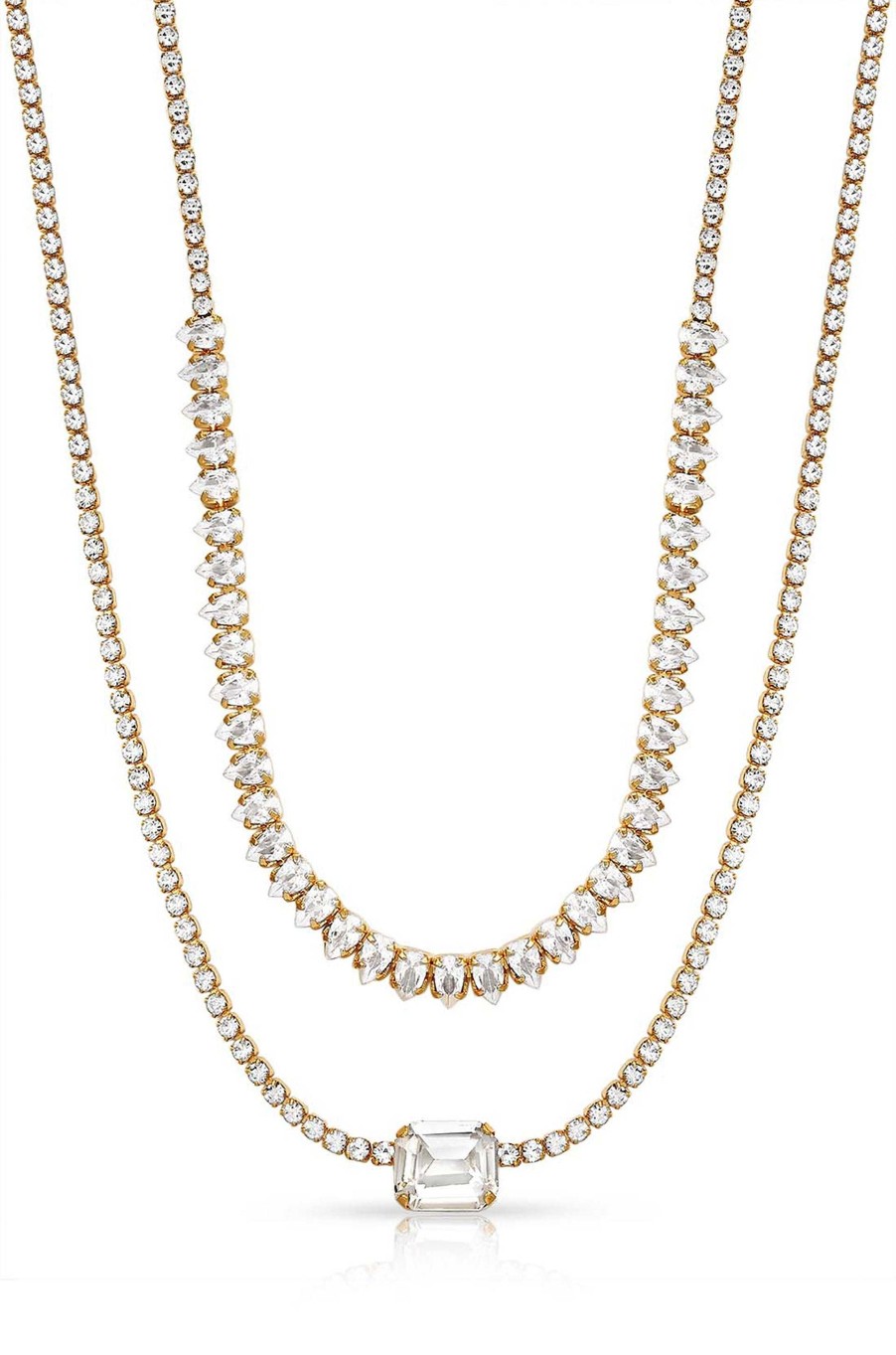 Necklaces Ettika | Double Layer Crystal Shine 18K Gold Plated Necklace