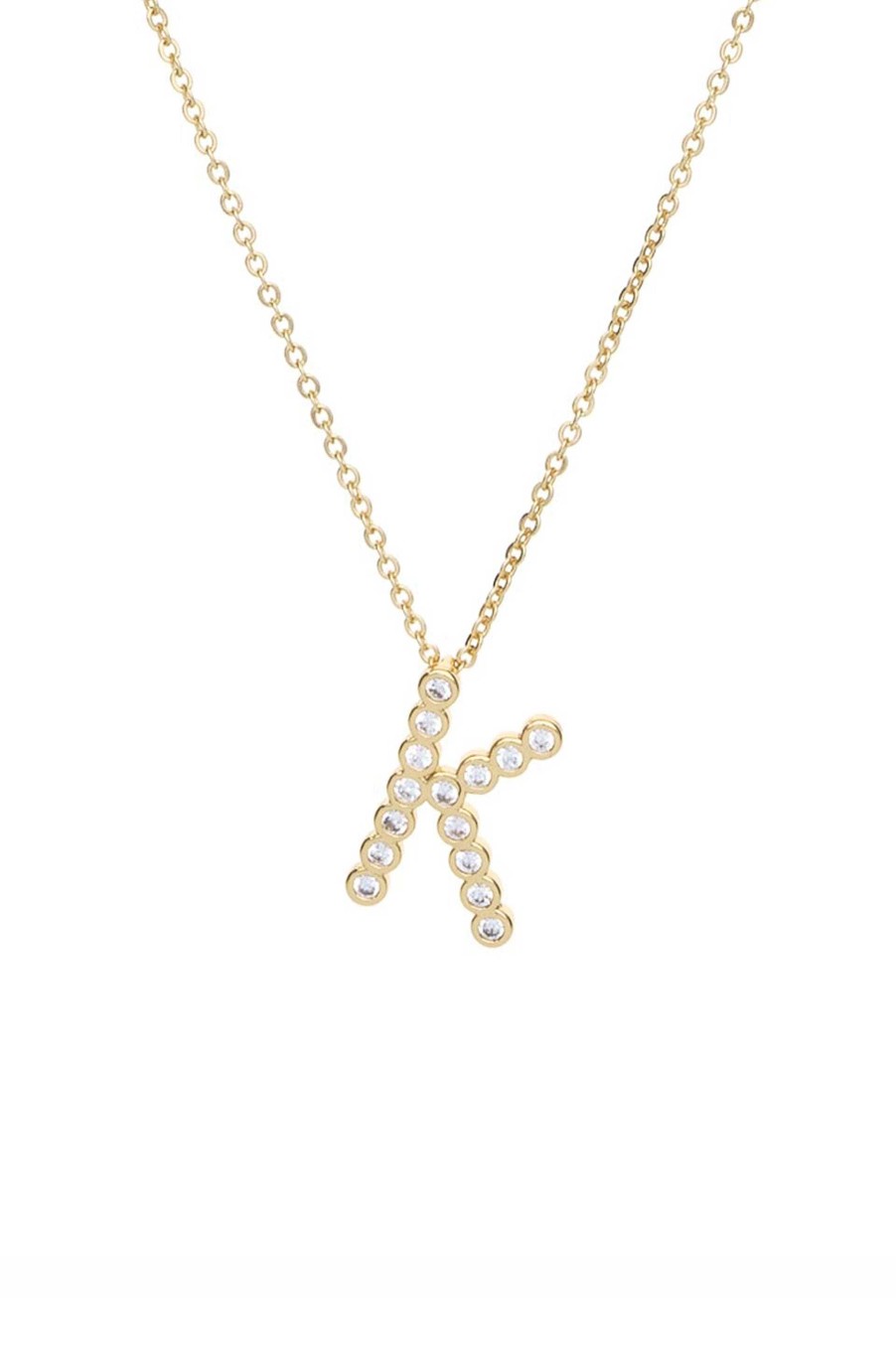 Necklaces Ettika | Simple Crystal Initial 18K Gold Plated Necklace