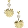 Earrings Ettika | Palm Leaf Earring With Pearl In Gold