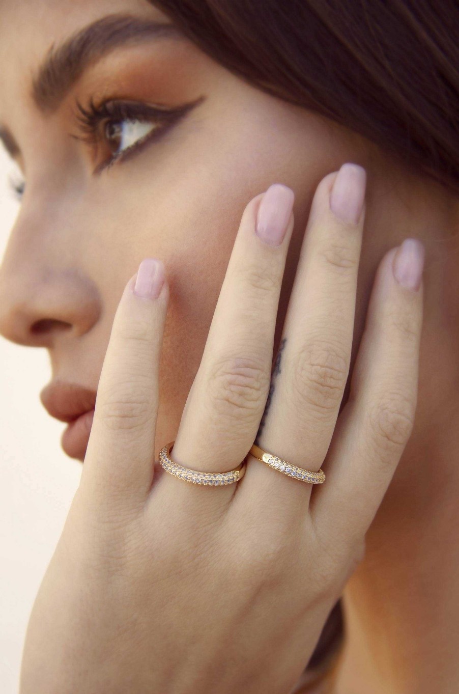 Rings Ettika | Simple Sparkle Band 18K Gold Plated Ring Set