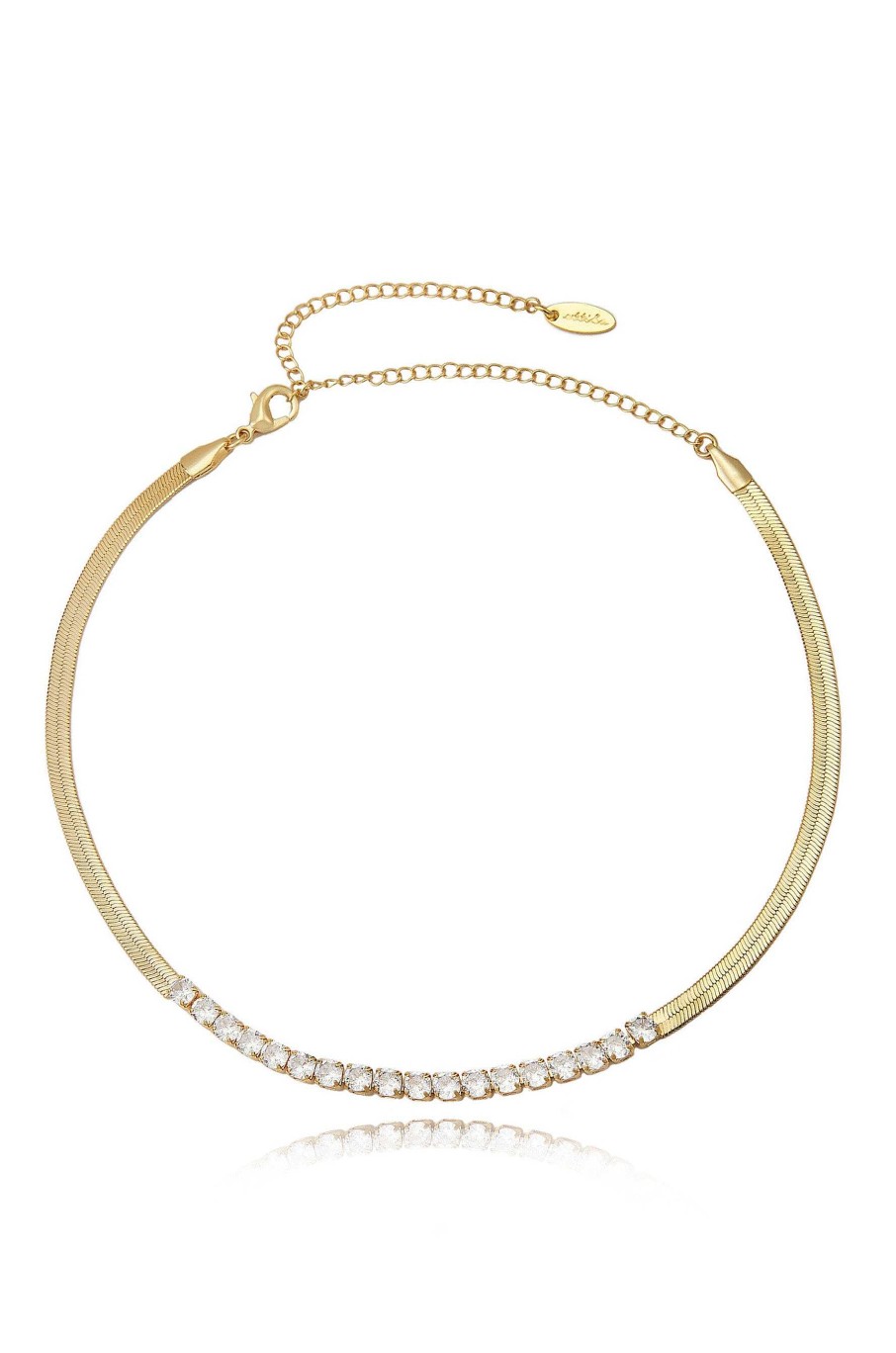 Necklaces Ettika | Crystal Line Up 18K Gold Plated Snake Chain Necklace