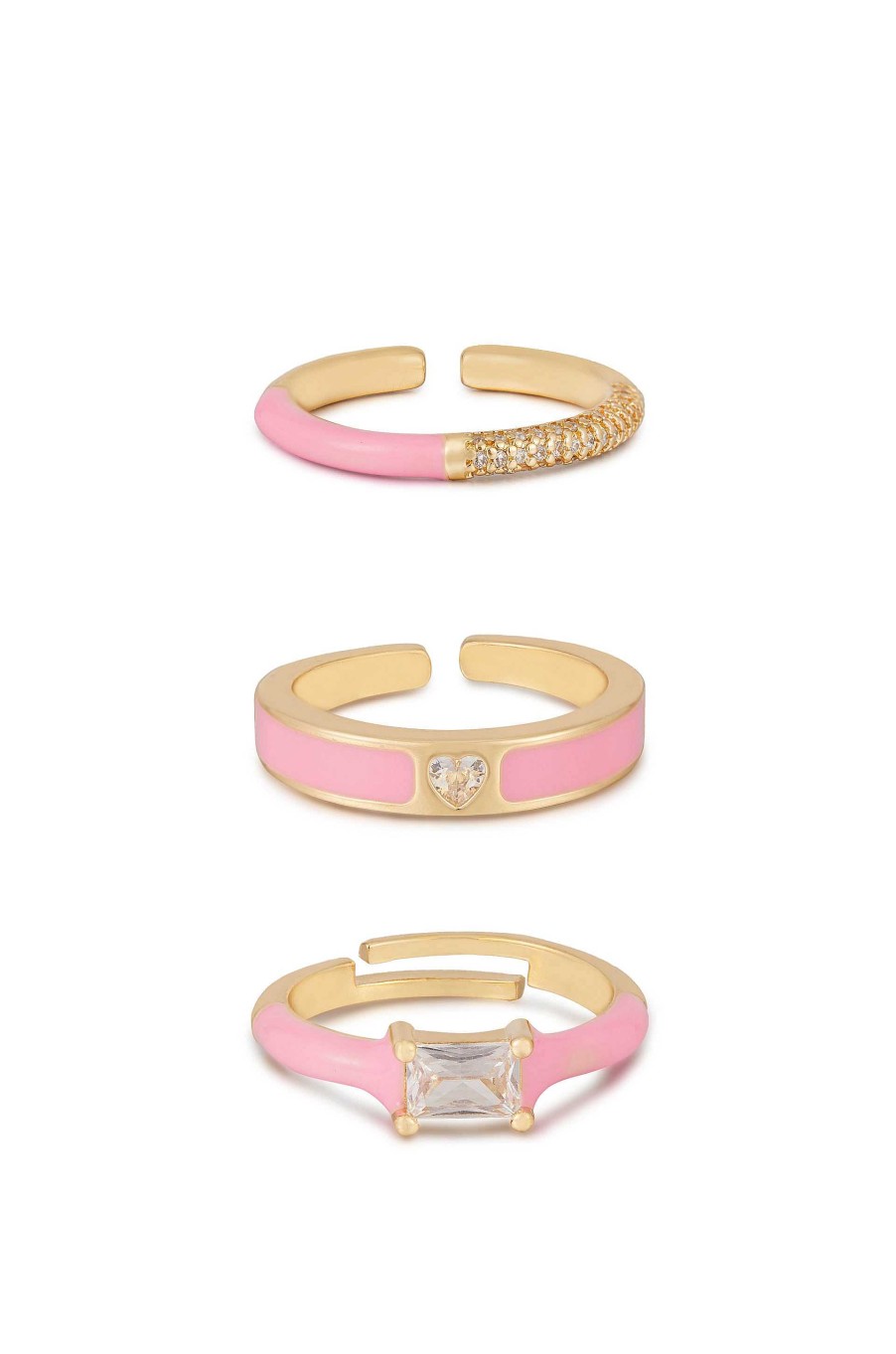 Rings Ettika | Pink Ladies 18K Gold Plated Ring Set