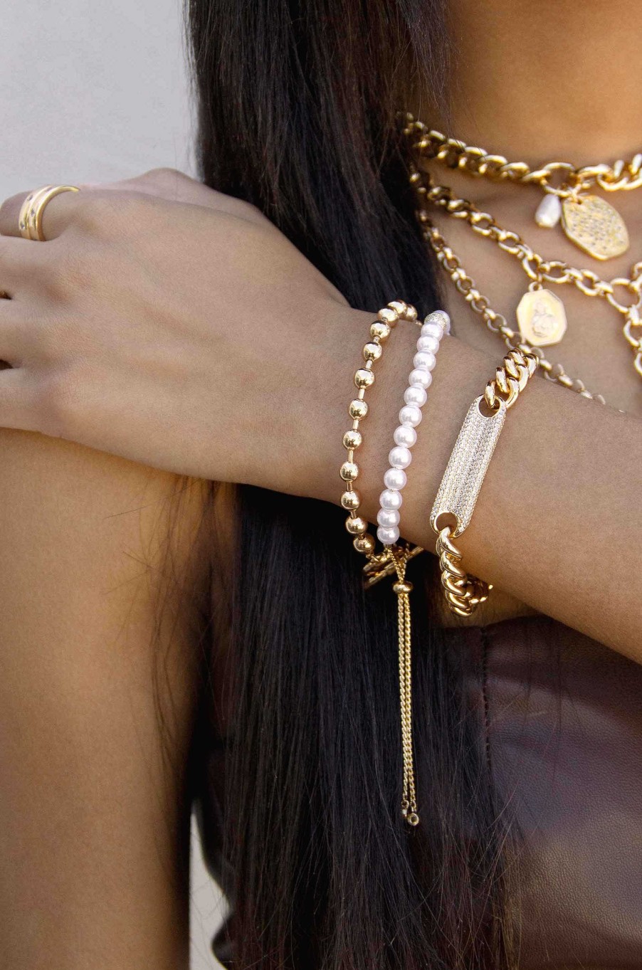 Bracelets Ettika | Pearl Adjustable 18K Gold Plated Bracelet