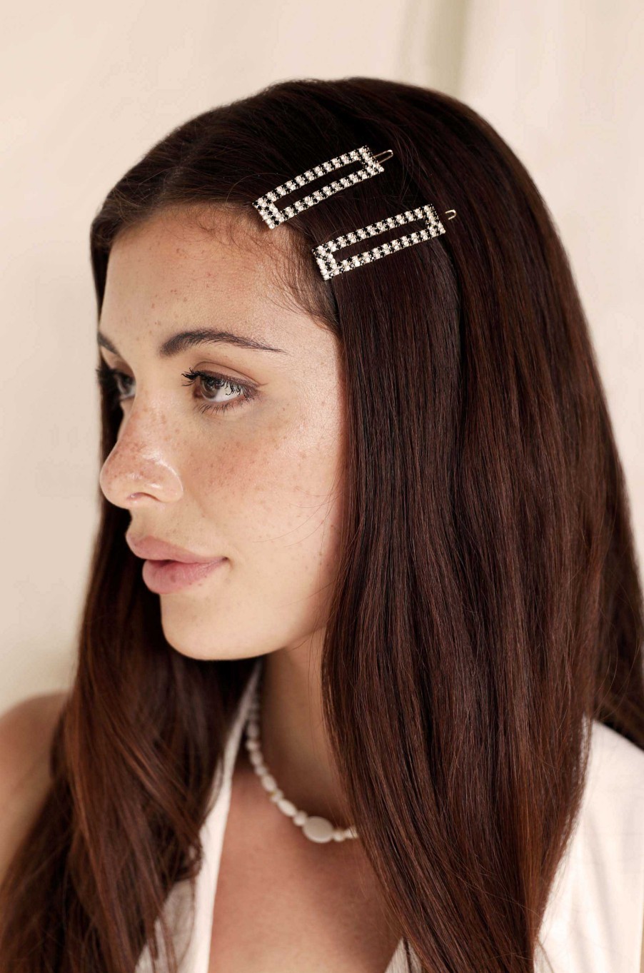 Hair Accessories Ettika | Black & Clear Crystal Rectangle Hair Barrettes