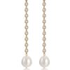 Earrings Ettika | Crystal Chain Pearl Drop 18K Gold Plated Earrings