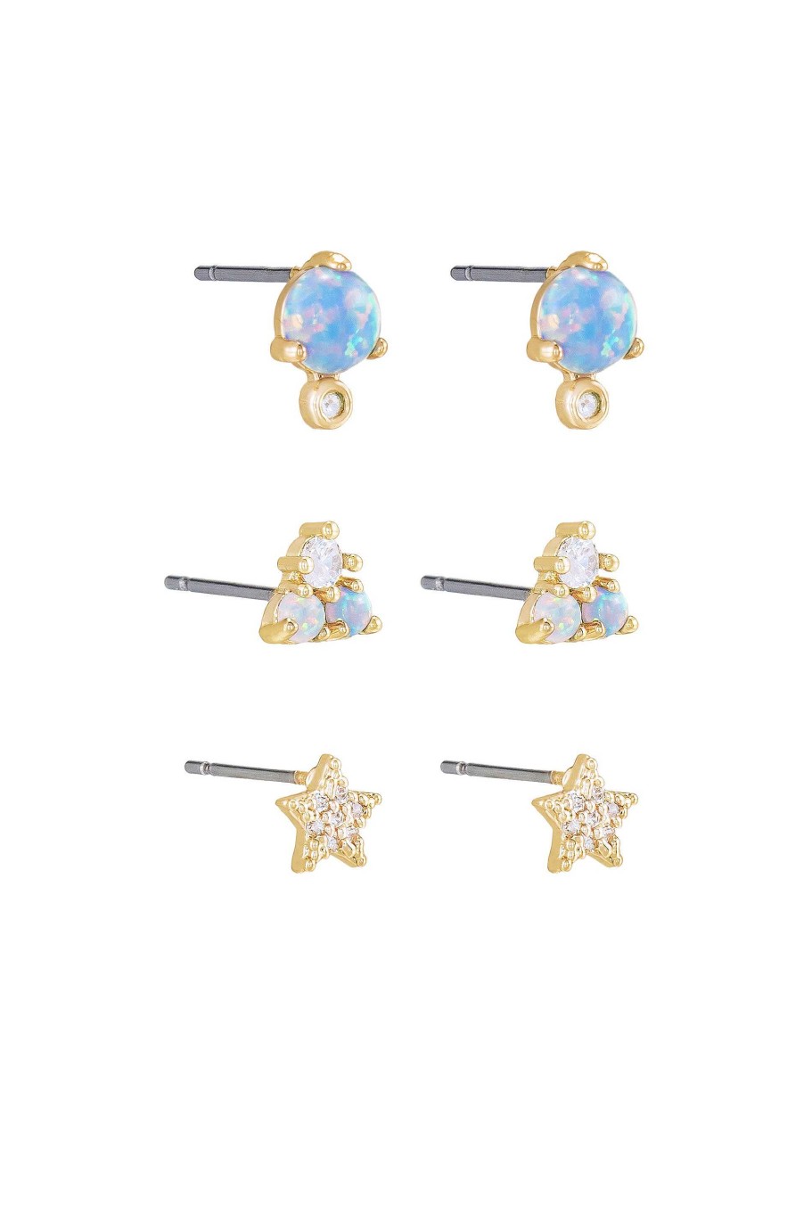 Earrings Ettika | Blue Opal And Crystal Celestial 18K Gold Plated Earring Set