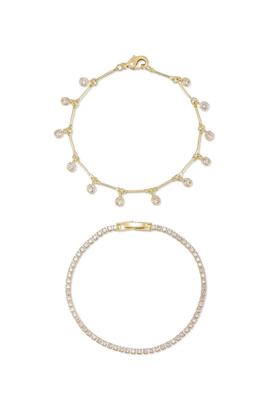 Bracelets Ettika | Crystal Droplet 18K Gold Plated Chain Bracelet Set