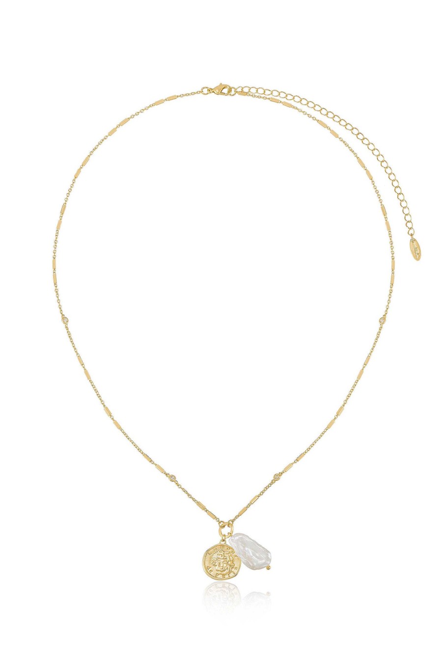 Necklaces Ettika | Trusty Trinkets Pearl And Coin 18K Gold Plated Necklace