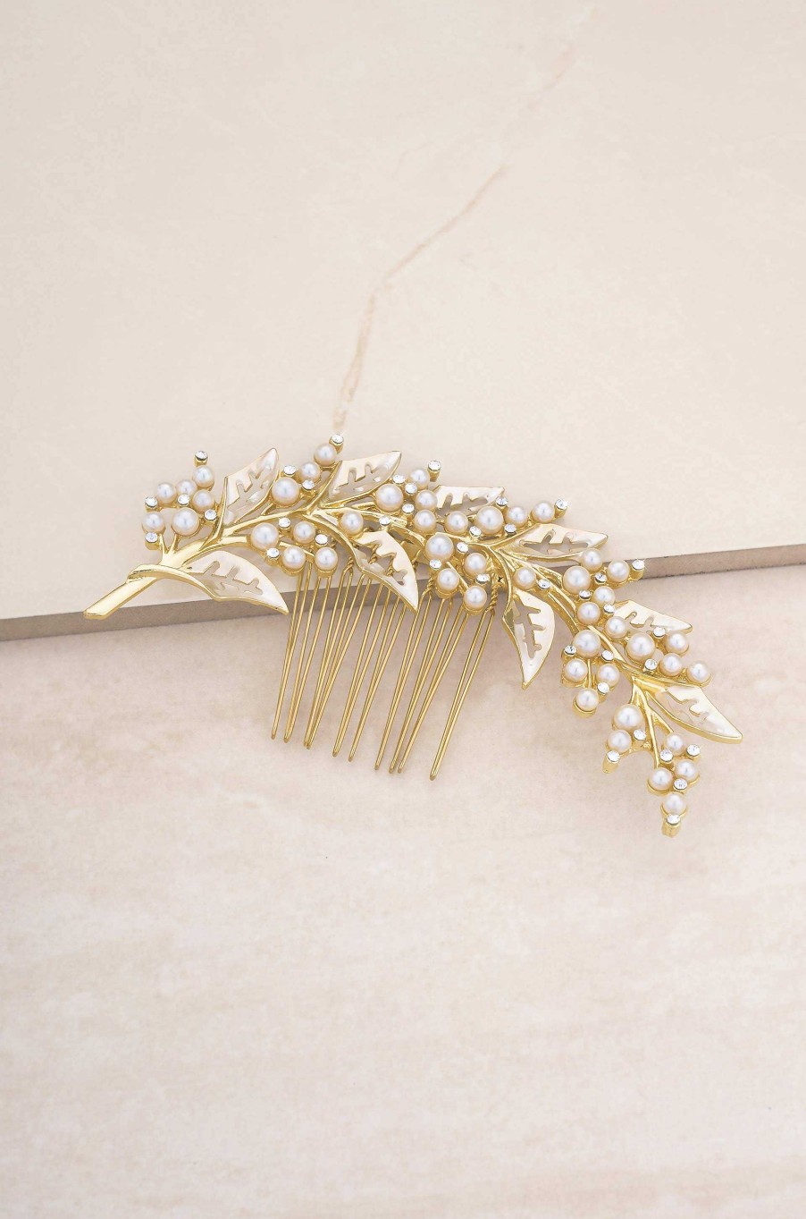 Hair Accessories Ettika | Ethereal Pearl Leaf Hair Comb