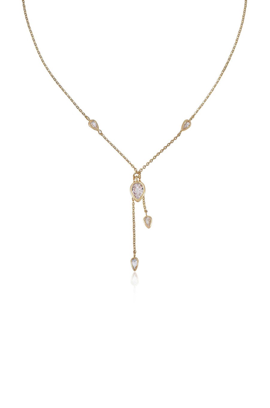 Necklaces Ettika | Dangling Bezel Crystal Chain 18K Gold Plated Lariat Necklace