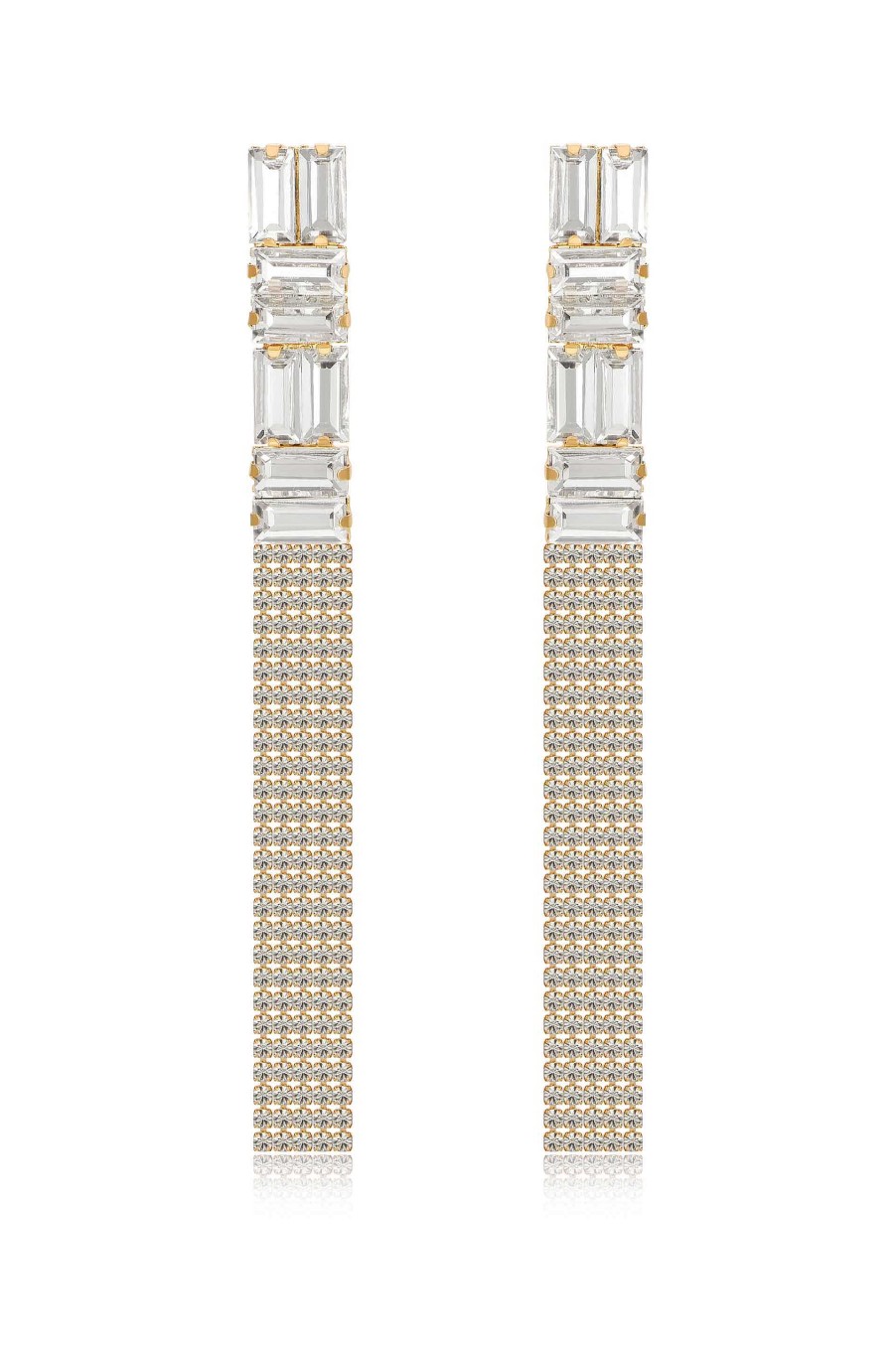 Earrings Ettika | Art Deco Crystal Chain 18K Gold Plated Earrings