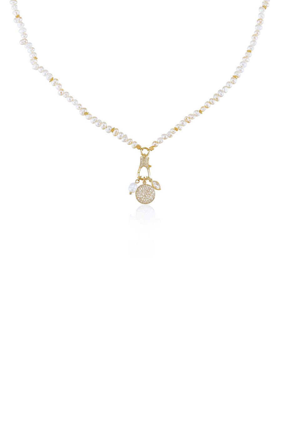 Necklaces Ettika | Pearly White 18K Gold Plated Charm Necklace