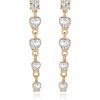 Earrings Ettika | Descending Crystal Heart 18K Gold Plated Earrings