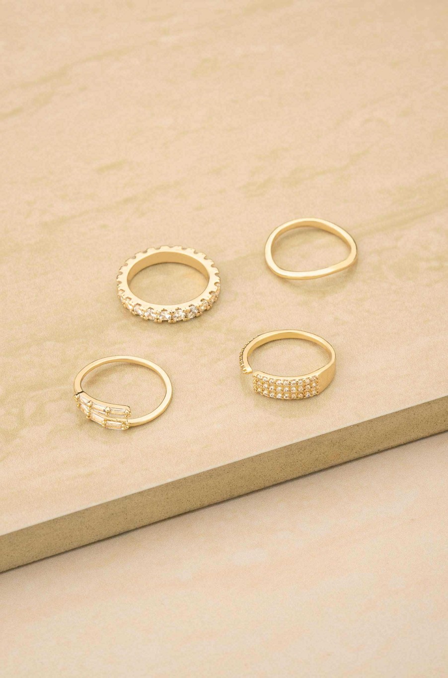 Rings Ettika | Crystal Lovers 18K Gold Plated Ring Set