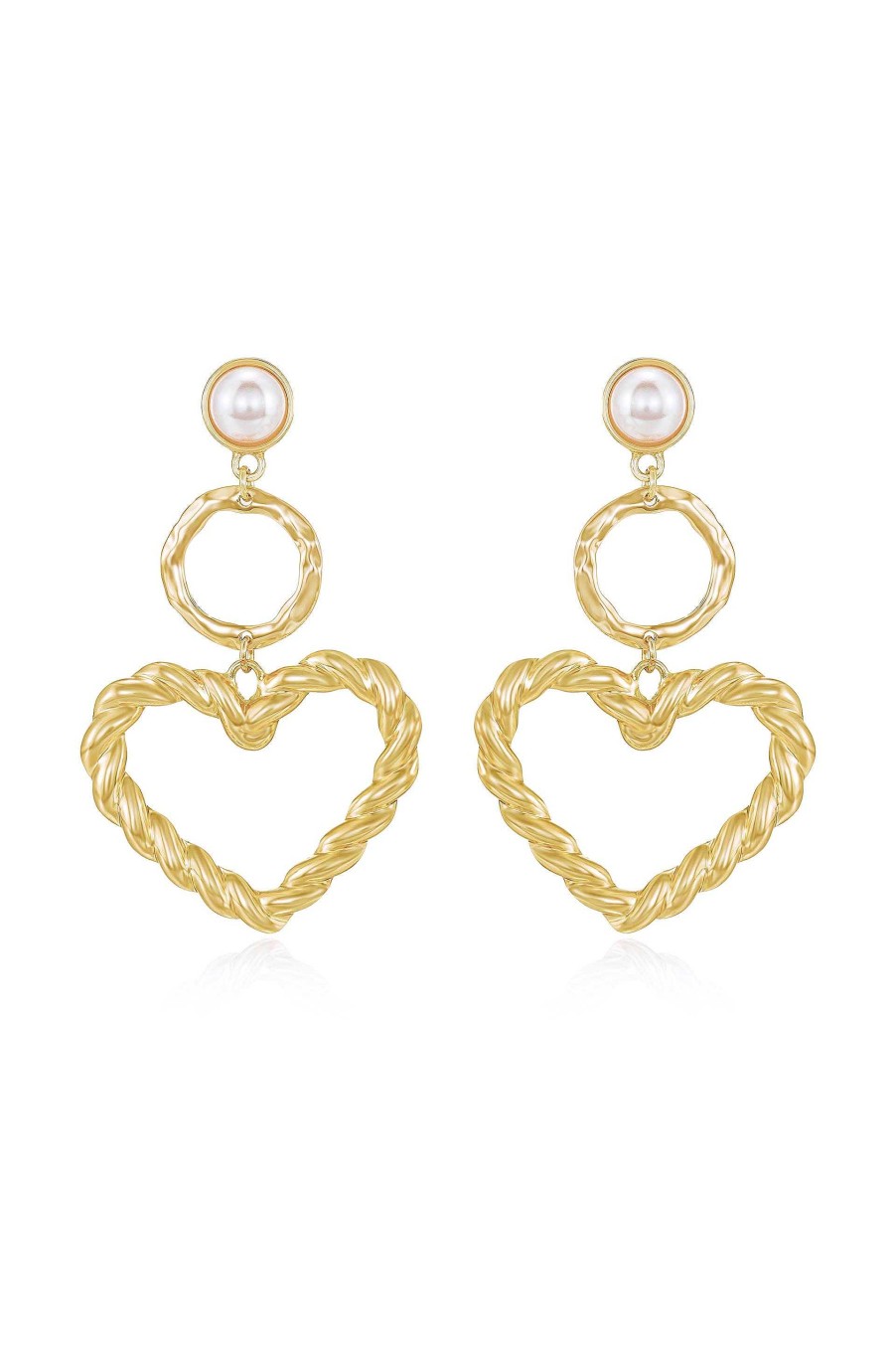 Earrings Ettika | Twisted Heart Pearl And 18K Gold Plated Earrings