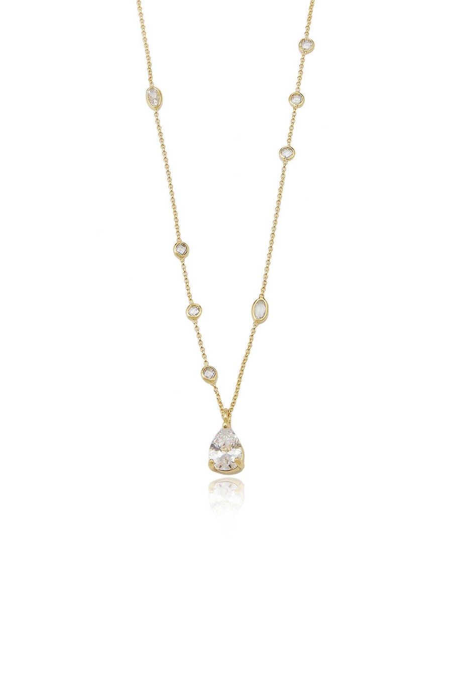 Necklaces Ettika | Delicate Crystal Pendant 18 Gold Plated Necklace