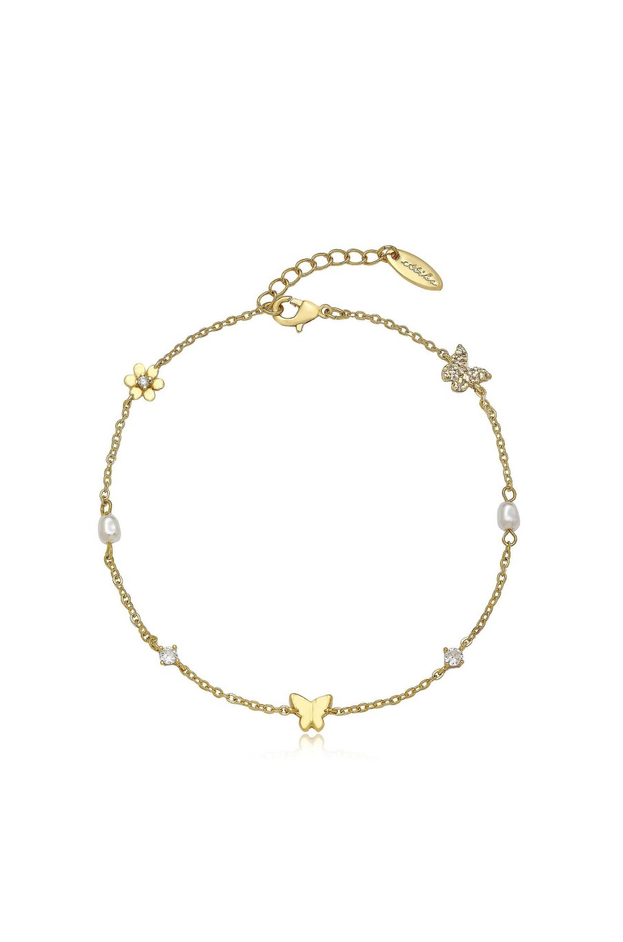 Anklets Ettika | Subtle Butterflies And Pearl Anklet