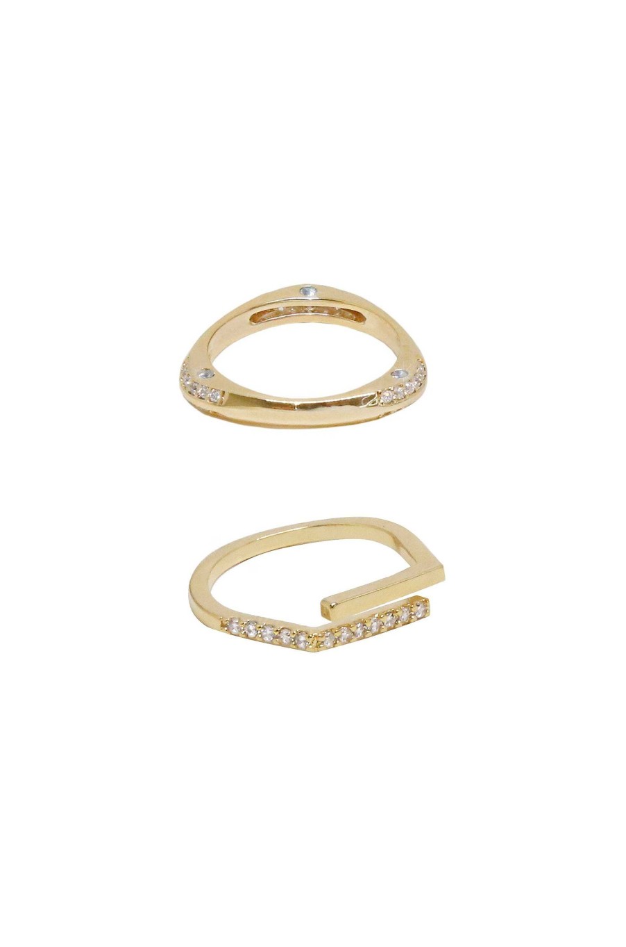 Rings Ettika | Orbital Crystal 18K Gold Plated Ring Set Of 2