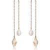 Earrings Ettika | Shell And Pearl Vacation Crystal 18K Gold Plated Dangle Earrings