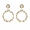 Earrings Ettika | Crystal Pave 18K Gold Plated Drop Hoop Earrings