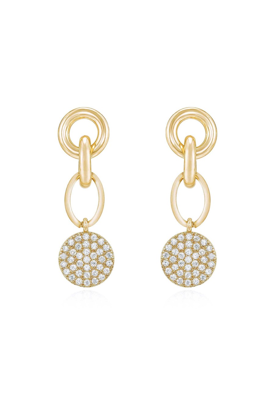 Earrings Ettika | Dangle Crystal Disc 18K Gold Plated Earrings