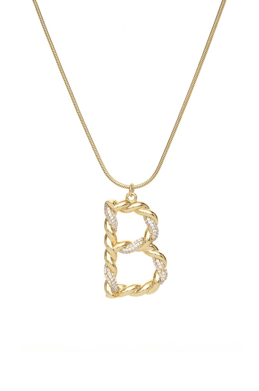 Necklaces Ettika | Twisted Crystal Initial 18K Gold Plated Necklace