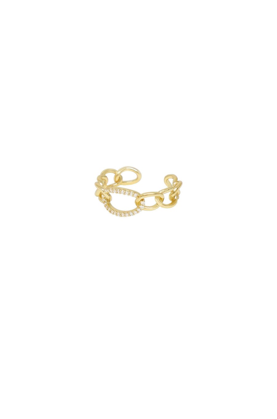 Rings Ettika | Destiny Crystal And 18K Gold Plated Circle Chain Link Ring