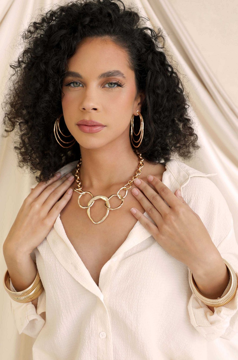 Necklaces Ettika | Interlocking Gold Drip Circles 18K Gold Plated Necklace