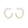 Earrings Ettika | Chic Pearl And Crystal 18K Gold Plated Open Circle Earrings