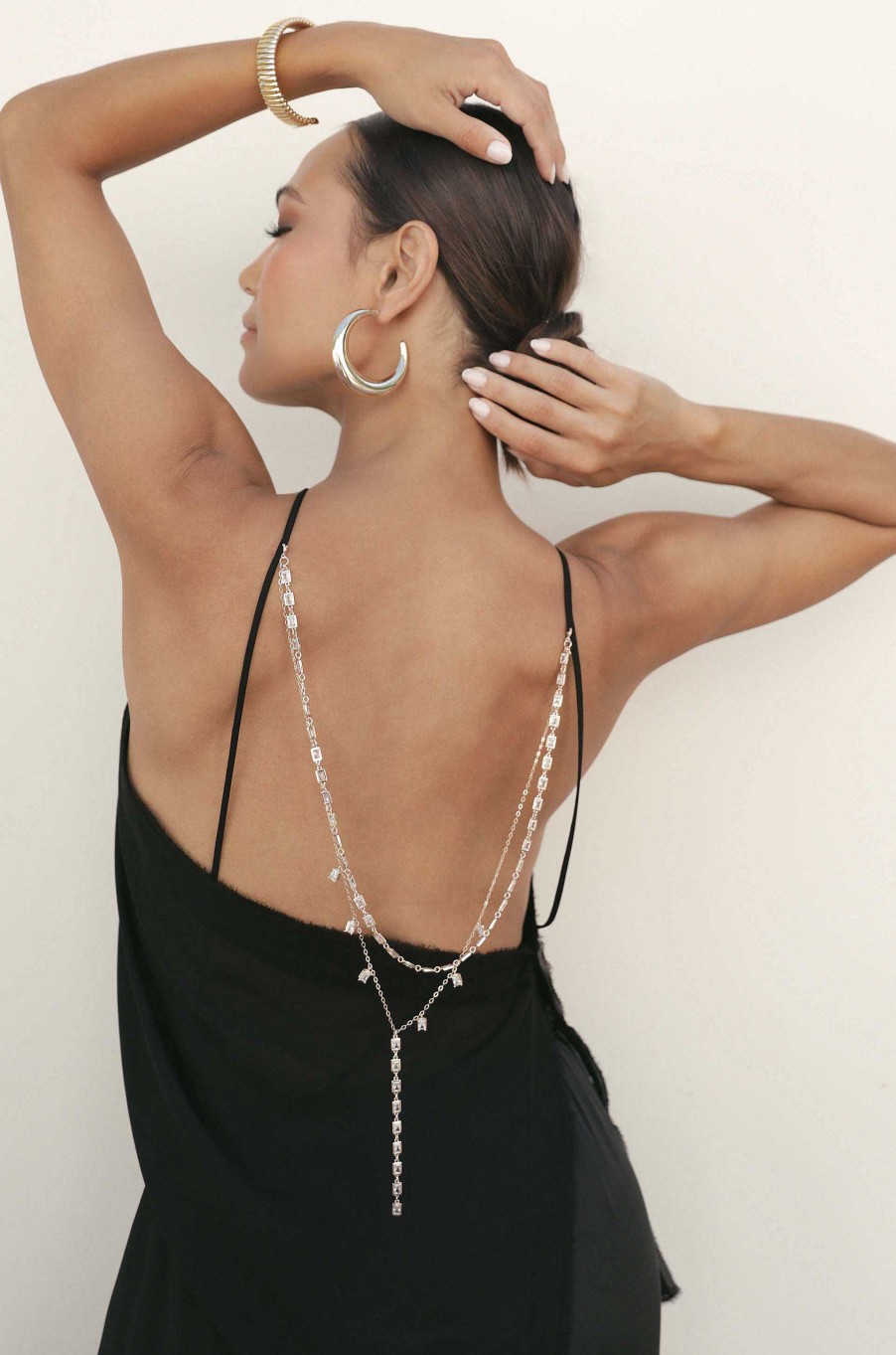 Back Necklaces Ettika | Pure Elegance Crystal Drop Back Necklace