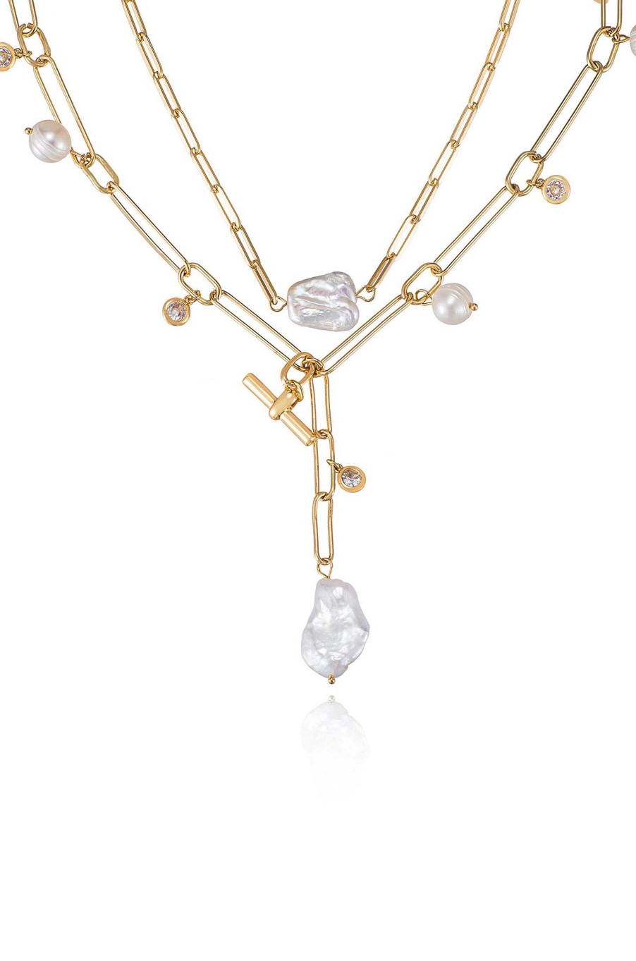 Necklaces Ettika | Deep Water Pearl 18K Gold Plated Lariat Necklace