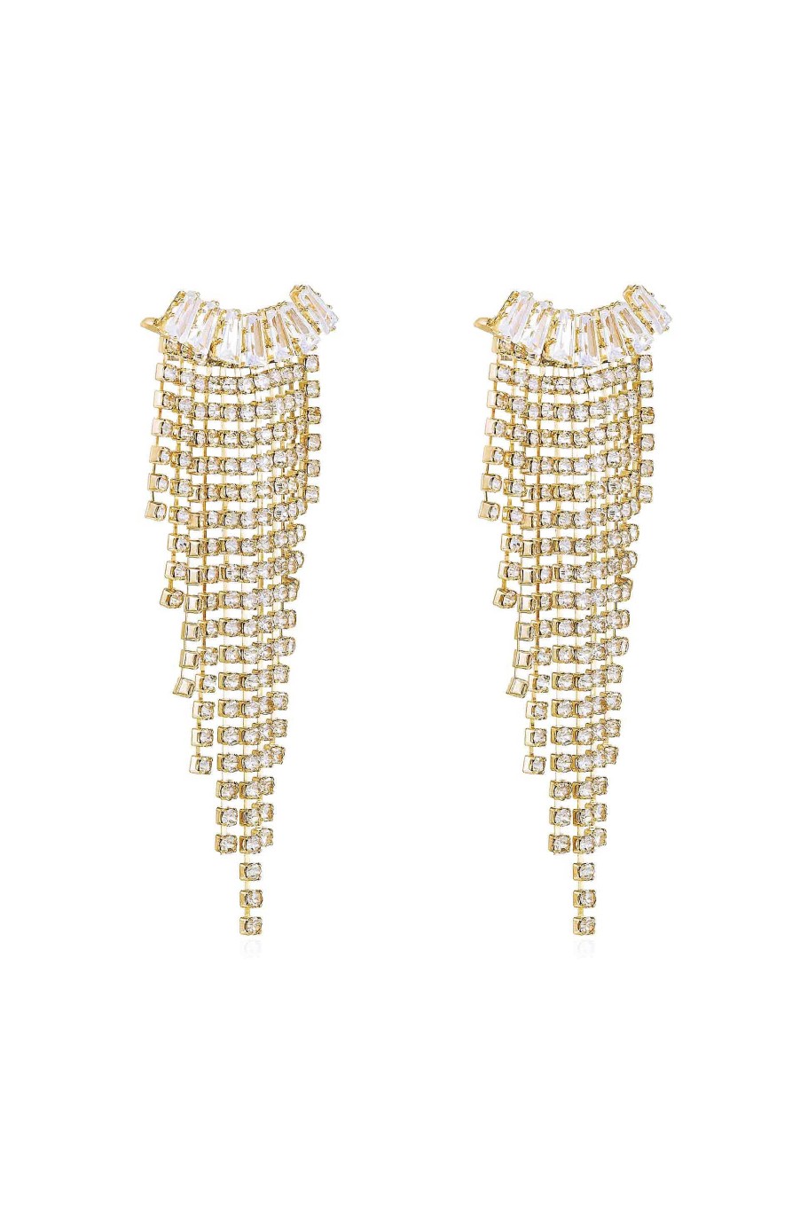 Earrings Ettika | Angel Fringe 18K Gold Plated Crystal Earrings